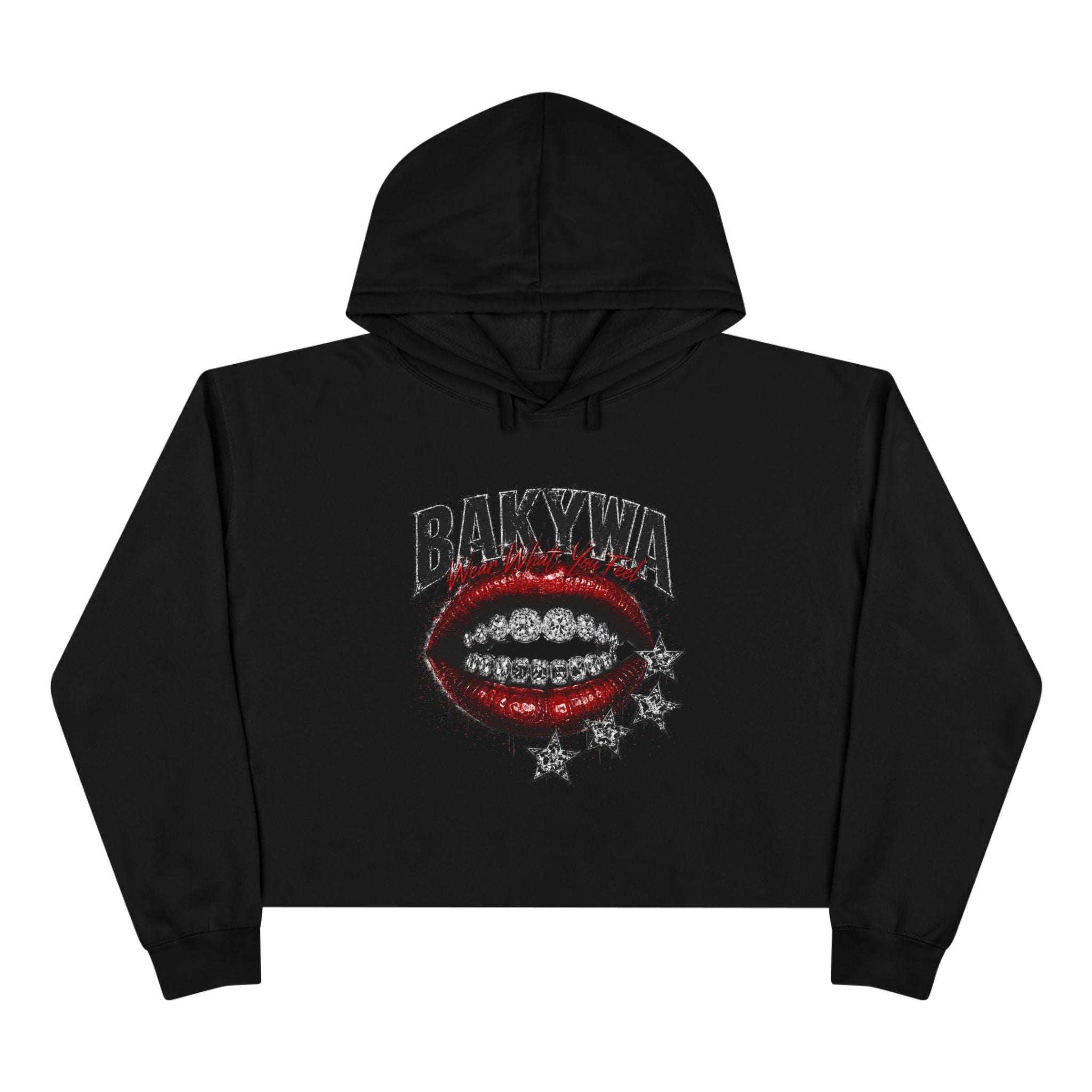 BAKYWA Lip Graphic Cropped Hoodie- Talk Less Do More