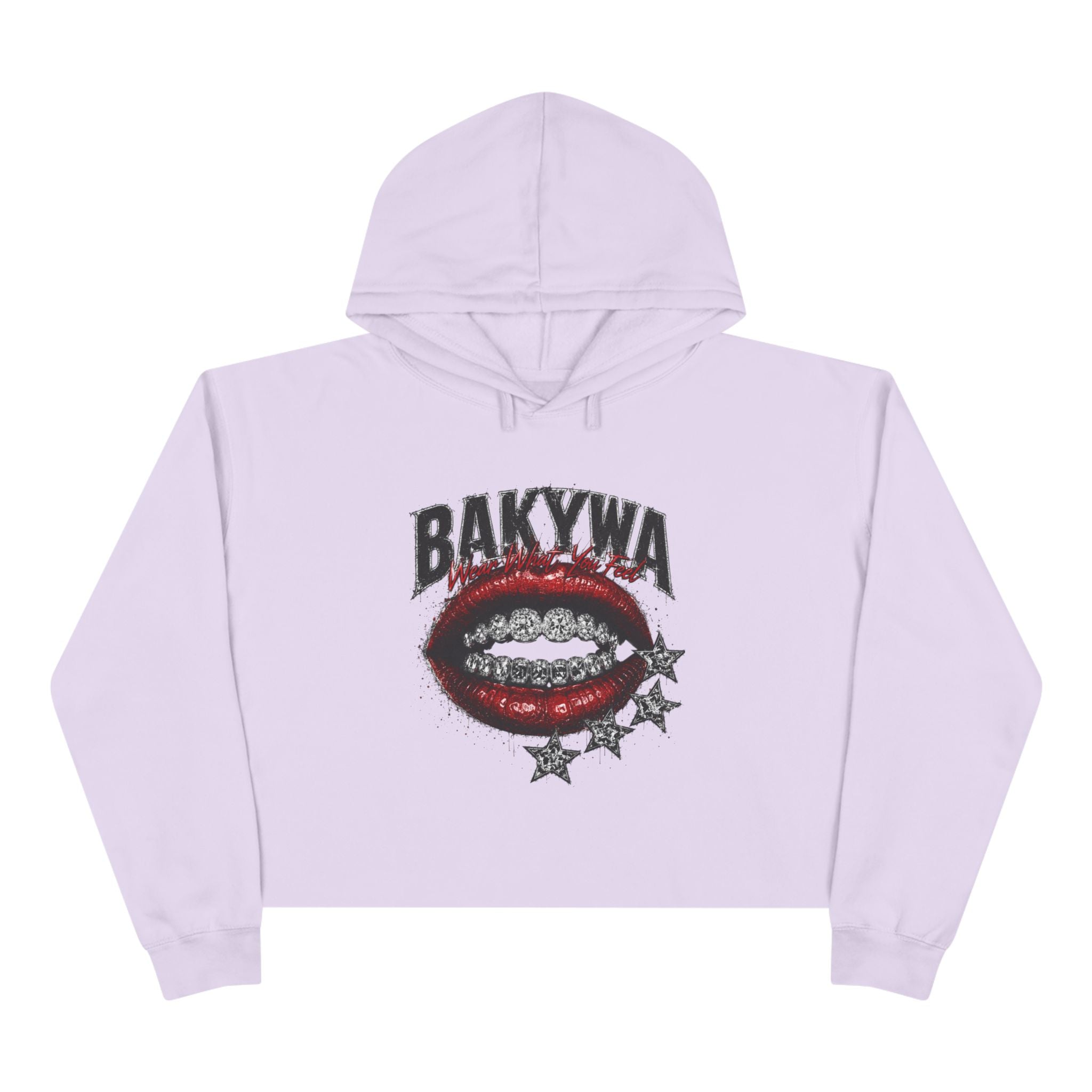 BAKYWA Lip Graphic Cropped Hoodie- Talk Less Do More