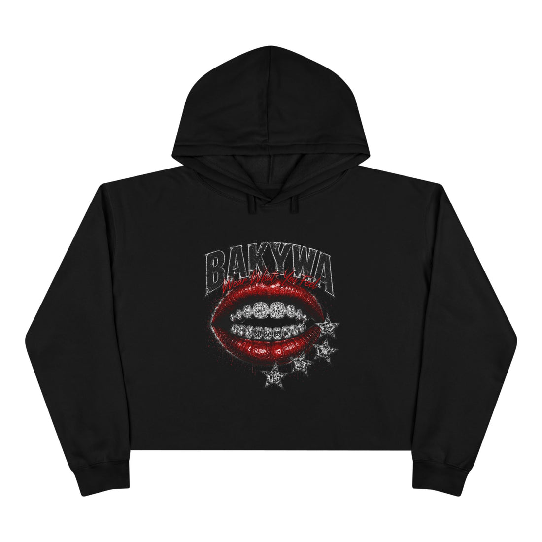 BAKYWA Lip Graphic Cropped Hoodie- Talk Less Do More