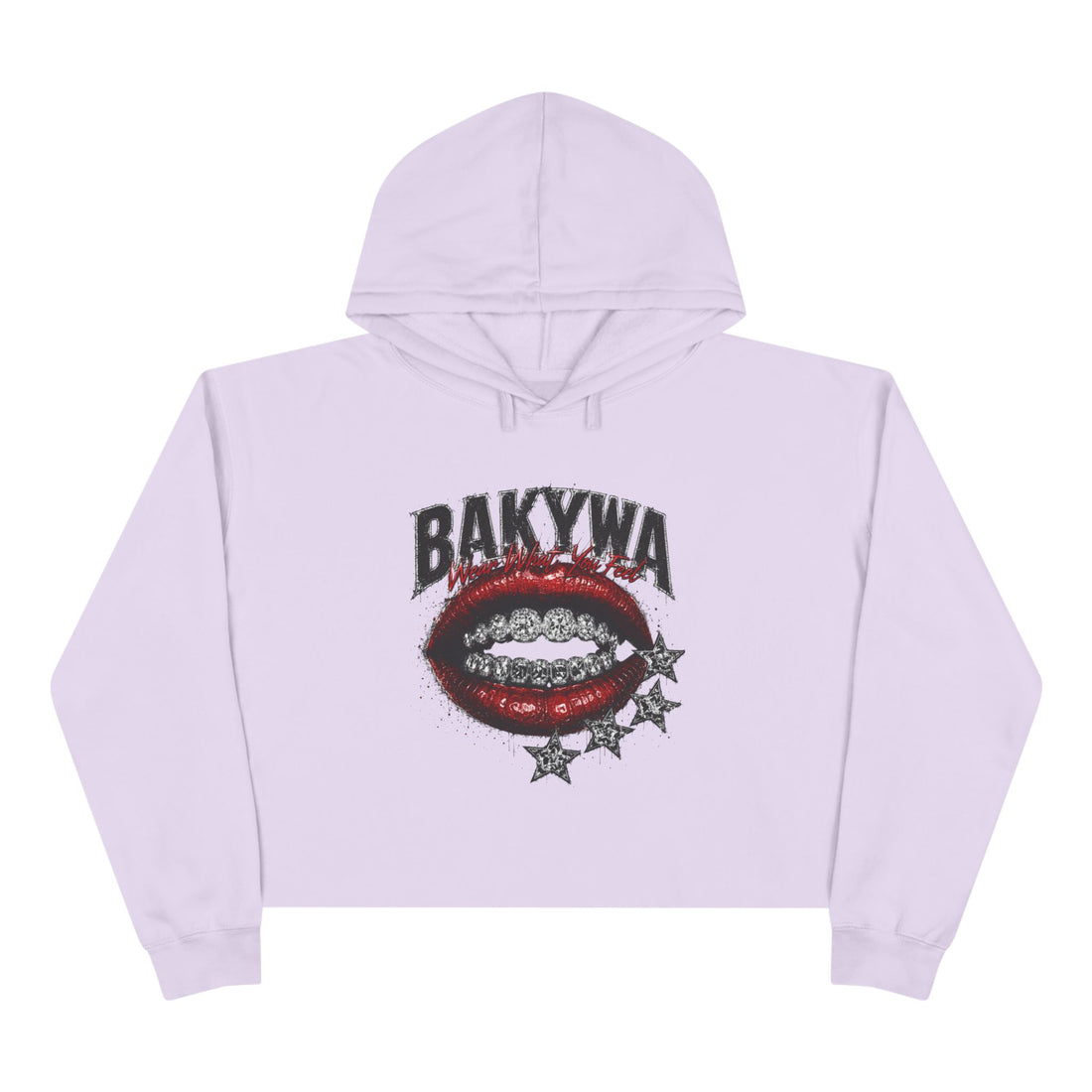 BAKYWA Lip Graphic Cropped Hoodie- Talk Less Do More
