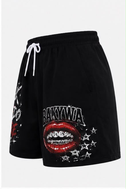 BAKYWA Lip Grill Graphic Shorts